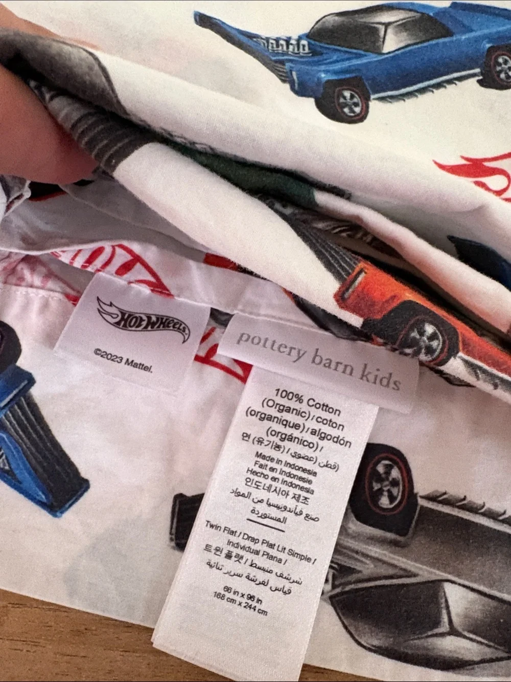 🍓 POTTERY BARN KIDS HOT WHEELS sports car muscle car TWIN FLAT SHEET